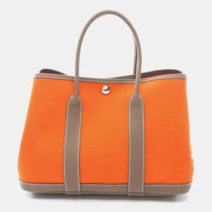 Hermes Orange Toile H Negonda Garden Party TPM Tote Bag