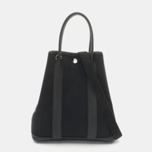 Hermes Black Toile H Negonda Leather Garden File PM Tote Bag