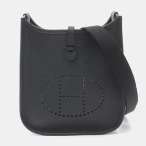 Hermes Black Taurillon Clemence Leather Evelyne Shoulder Bag