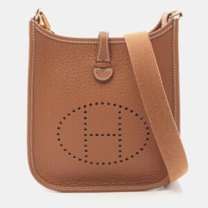 Hermes Gold Taurillon Clemence Leather Evelyne TPM Amazon Shoulder Bag