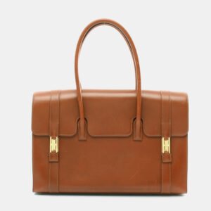 Hermes Cognac Brown Box Calf Leather Drag 37 Handbag