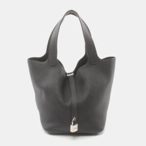 Hermes Black Taurillon Clemence Leather Picotin Lock 22 Handbag