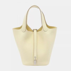 Hermes Yellow Tone Taurillon Clemence Leather Picotin Lock 18 Handbag