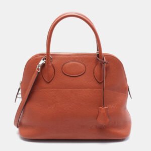 Hermes Brown Clemence Leather Bolide 31 Shoulder Bag