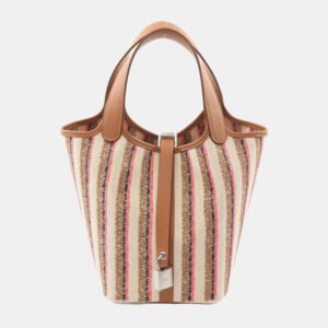 Hermes Multicolor Toile H Swift Leather Picotin Lock 18 Bag