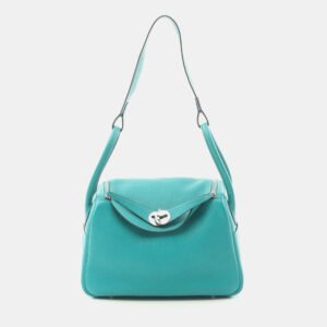 Hermes Vert Vertigo Taurillon Clemence Leather Lindy 26 Shoulder Bag