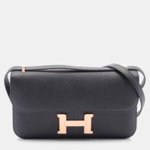 luxury-women-hermes-used-handbags-p1151512-001 Hermes Black Epsom Leather Constance Elan Shoulder Bag