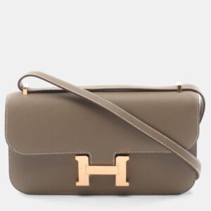 luxury-women-hermes-used-handbags-p1151514-004 Hermes Etoupe Grey Epsom Leather Constance Elan Shoulder Bag
