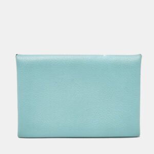 Herm&egrave;s Bleu Atoll Evercolor Leather Calvi Card Holder
