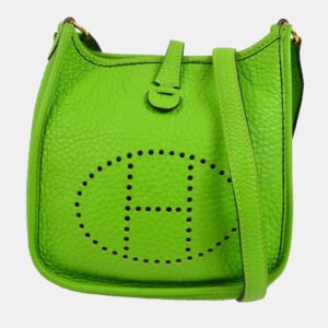 luxury-women-hermes-used-handbags-p1155552-008 Hermes Green Taurillon Clemence Evelyne TPM Shoulder Bag