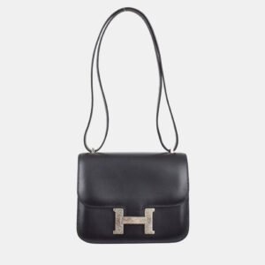 luxury-women-hermes-used-handbags-p1155609-001 Hermes Black Box Calf Constance 18 Shoulder Bag