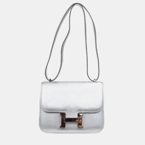 luxury-women-hermes-used-handbags-p1155612-006 Hermes Silver Chevre Constance 18 Shoulder Bag