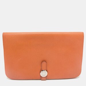 Hermes Orange Togo Leather Dogon Duo Wallet