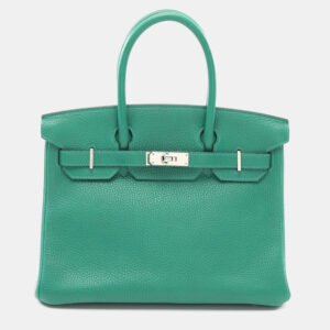 Hermes Khaki Vert Vertigo Taurillon Clemence Leather Birkin 30 Bag