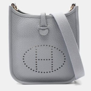 Hermes Blue Glacier Taurillon Clemence Leather Evelyne TPM 16 Shoulder Bag