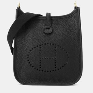 Hermes Black Taurillon Clemence TPM 16 Evelyne Amazon Shoulder Bag