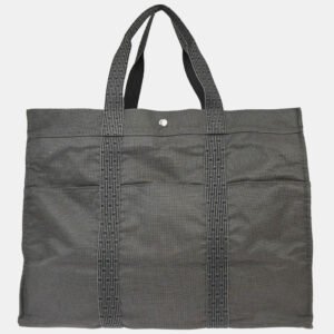 Hermes Gray Canvas Herline TGM Tote Bag
