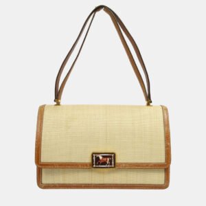 Hermes Beige Brown Crinoline Courchevel Vintage Shoulder Bag