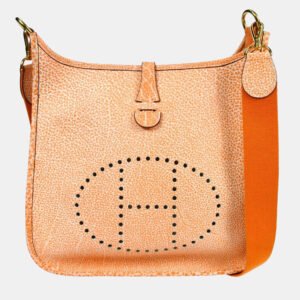 Hermes Orange Dalmatian Buffalo Skipper Evelyn PM Shoulder Bag