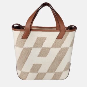 Hermes Ecru-Naturel/Gold Toile Cabas H En Bias 27 Tote Bag