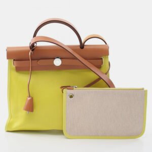 Hermes Yellow Canvas and Leather Herbag 31 Satchel Bag