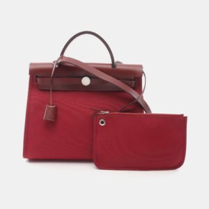 Hermes  Bordeaux Toile and Leather Herbag Zip 31 Handbag