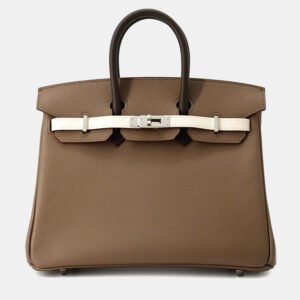 Hermes Birkin 25 Etoupe/Gris Pale/Ecorce Epsom Leather Top Handle Bag