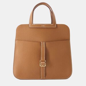 Hermes Halzan 25 Gold Taurillon Clemence Leather Shoulder Bag