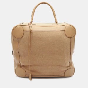 Hermes Omnibus GM Tabac Taurillon Clemence Wool Top Handle Bag