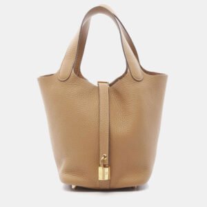 Hermes Picotin Lock 18 Biscuit Taurillon Clemence Tote Bag