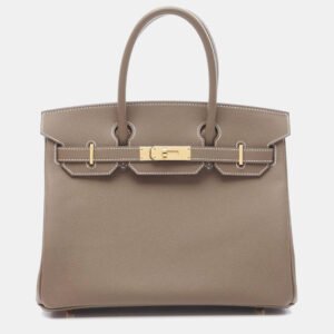 Hermes Birkin 30 Etoupe Grey Epsom Leather Top Handle Bag