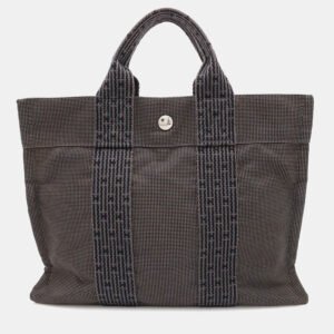 Hermes Her Line PM Gray Canvas Tote Bag