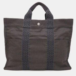 Hermes Her Line MM Gray Canvas Tote Bag