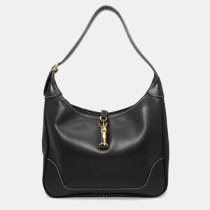 Hermes Trim 31 Black Courchevel Hobo Bag