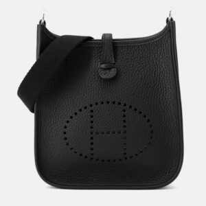 Hermes Evelyne TPM Long Black Taurillon Clemence Shoulder Bag