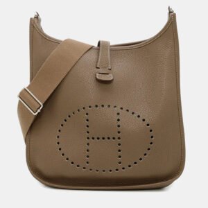 Hermes Evelyne III Etoupe Taurillon Clemence PM Shoulder Bag