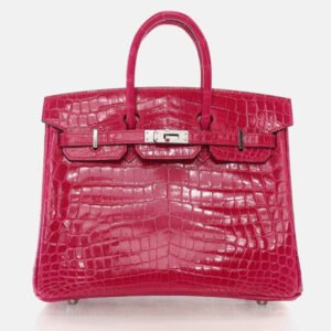 Hermes Birkin 25 Rose Mexico Niloticus Crocodile Tote Bag