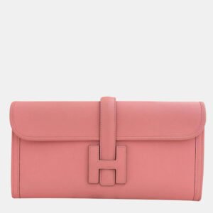 Hermes Pink Swift Jige Elan 29 Clutch D Engraved