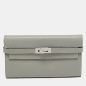 Hermes Gris Mouette Epsom Leather Kelly Classic Wallet