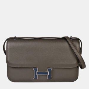 HERMES Constance 3 Elan Verso Vaux Swift R stamp (manufactured in 2014) Silver lacquer hardware Shoulder bag Gray x Blue