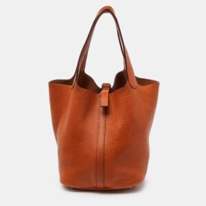 Herm&egrave;s Orange Taurillon Clemence Leather Picotin Lock 22 Bag
