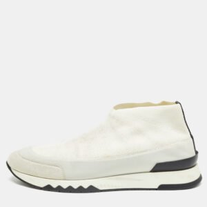 Hermes White Knit Fabric Tokyo Sneakers Size 38.5