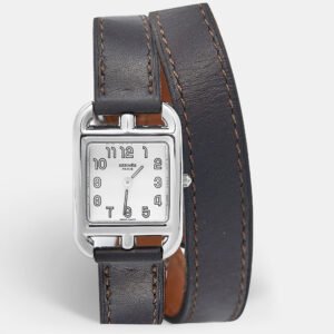 Hermes Silver Dial Stainless Steel Leather Cape Cod CC1.210 Unisex Wristwatch 23 mm