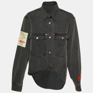 Heron Preston Charcoal Grey Denim Oversized High-Low Shirt L