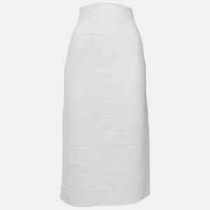 Herve Leger x Julia Restoin Roitfeld White Jersey Midi Skirt L