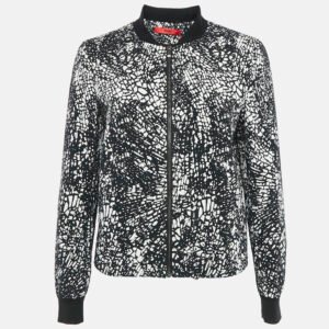 Hugo Boss Black/White Printed Cotton Blend Crinkled Andina Jacket M