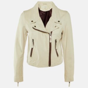 Isabel Marant Etoile White Leather Zip-Up Jacket XS