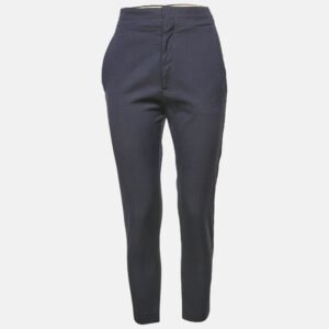 Isabel Marant Etoile Navy Blue Patterned Wool Trousers S
