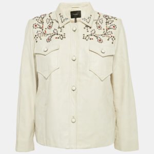 Isabel Marant Off White Studded Leather Button Front Jacket L