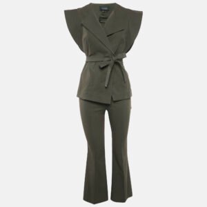 Isabel Marant Khaki Green Cotton Blend Blouse and Pants Set S